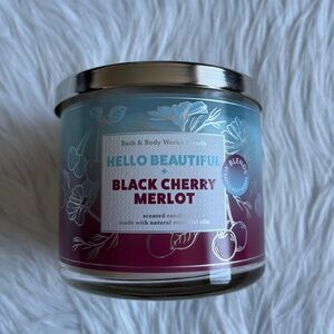 Bath and Body Works Hello Beautufil + Black Cherry Merlot 3-Wick Candle